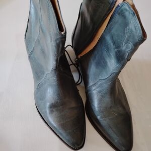 Free People Teal Leather Ankle Boots
